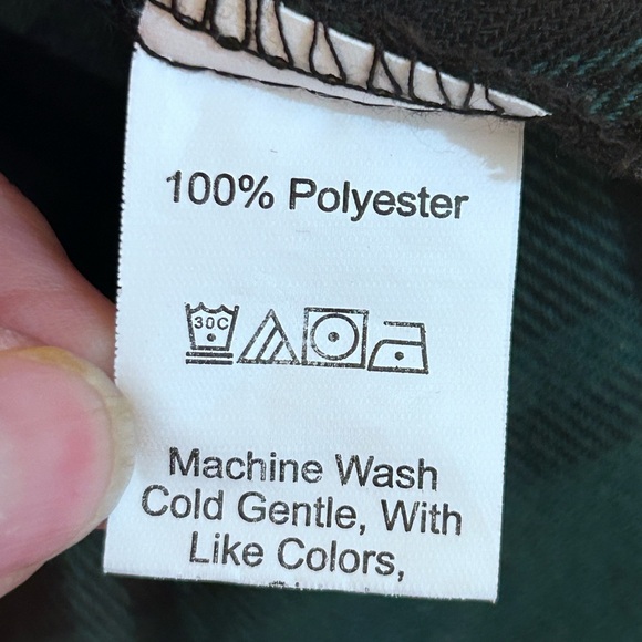 Green and black plaid draped open front blazer/cardigan, size 1X - Picture 5 of 6